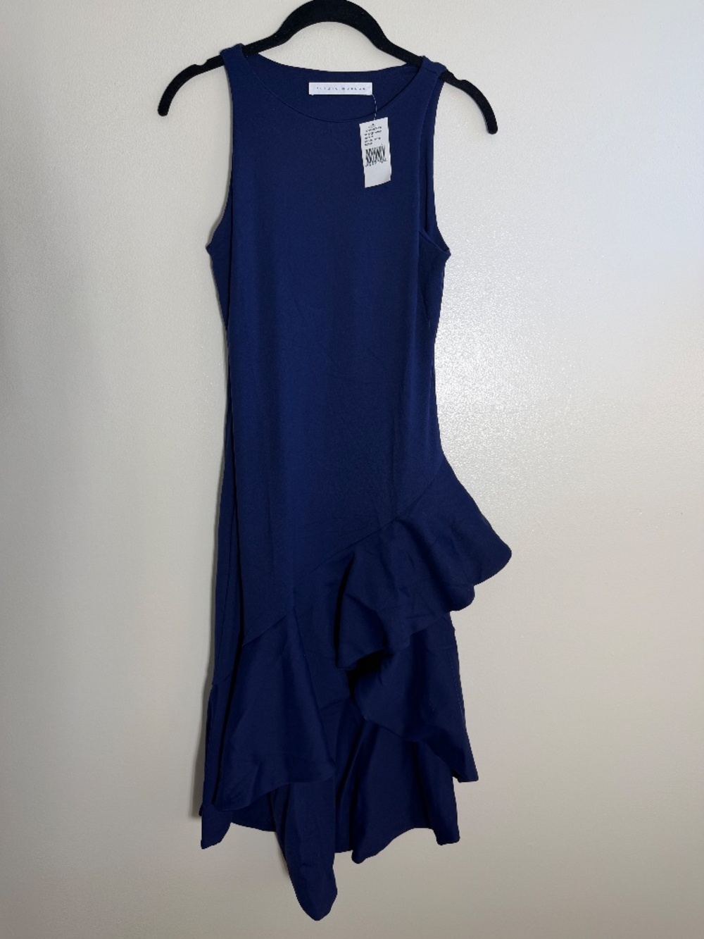 Susana Monaco Deep Sea Ruffle High Low Cocktail Dress Blue NWT Size M - Picture 3 of 6